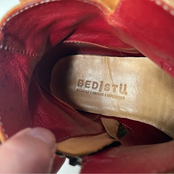 BED STU Lydyi Bootie in Tan Rustic Distressed Leather Lugged Sole Boot Size 8 - Picture 9 of 11